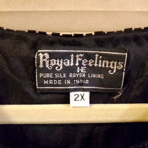 ROYAL FEELINGS | Silk Sequined Beaded Blouse/Cover-Up sz 2X - Picture 5 of 9